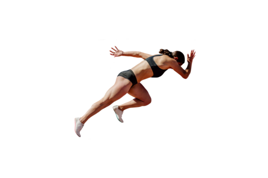 start female sprinter running transparent background