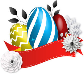 red easter eggs with flowers