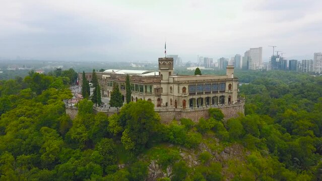 aerial view of chapultepec castle in mexico city, central america