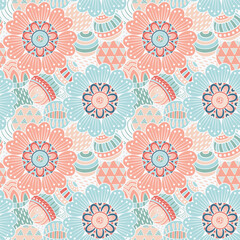 Hand drawn Mandalas and circle decorative elements, Colourful Seamless pattern For fabrics, clothing, decoration, home decor, cards and templates, wrapping paper, kids prints.