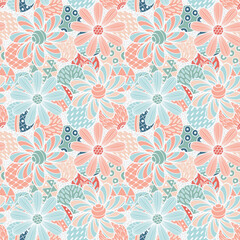 Hand Drawn decorative elements, Abstract doodle style seamless pattern For fabrics, clothing, decoration, home decor, cards and templates, wrapping paper, kids prints.