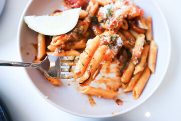 prawn pasta,prawn penne or shrimp pasta or penne prawn with tomato sauce