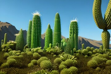 A cute cartoon cactus plant. Generative AI
