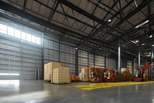 A modern warehouse and loader. Generative AI