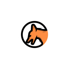 Fox Den logo design icon. Fox Den logo design inspiration. Fox animal logo design template. Animal symbol logotype. Fox symbol silhouette.