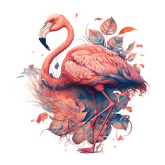 colorful vibrant flamingo design illustration on isolated background