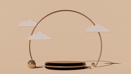 luxury black with rings podium for product display empty stage display stand studio background 3d render