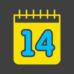 14 February, Valentine Day vector glyph icon