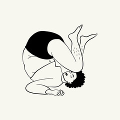 Feminism body positive illustration with minimalistic female figure, love to own figure, female freedom, girl power isolated vector illustration.