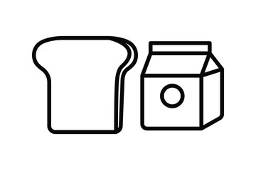 Breakfast icon illustration. bread, milk. Line icon style. Simple vector design editable