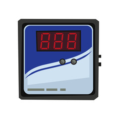 Digital ammeter vector illustration. Cartoon measuring counter with consumption indicator isolated on white background. Device, measurement concept