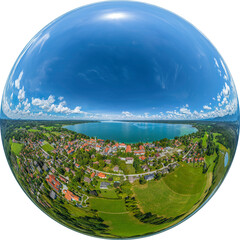 Seeshaupt am südlichen Starnberger See, Little Planet-Ansicht, freigestellt