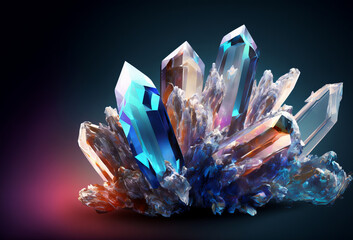 Beautiful geometric crystal formation. zen background. Generative ai