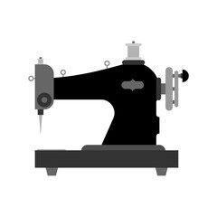 Retro sewing machine isolated icon sign. Vector illustration