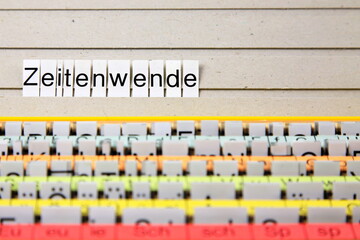 Setzkasten mit dem Wort Zeitenwende