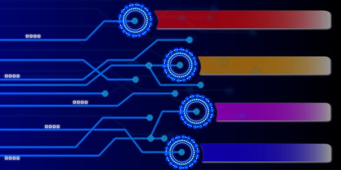 AI(Artificial Intelligence) infographic. AI cyber space with infographic technology 4 step on deep blue background.	