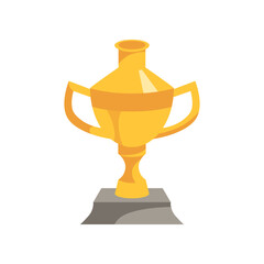 Gold trophy for winning competition vector illustration. Cartoon golden trophy in reward for sports isolated on white background. Prize award, championship concept