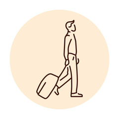 Man on business trip color line icon. Female entrepreneur.