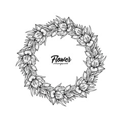 Original vector illustration. Floral wreath in vintage style.