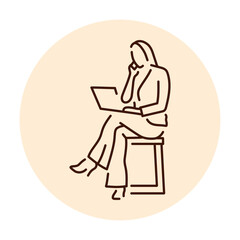 Businesswoman work color line icon. Female entrepreneur.