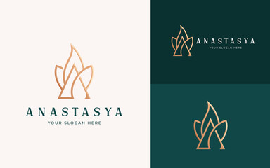 Letter A Leaf Luxury Elegant Logo Design Vector
