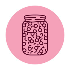 Pickled berries in a jar color line icon.