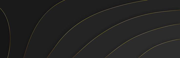 Luxurious Black papercut background. Abstract realistic paper cut decoration textured with wavy layers.