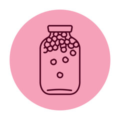 Pickled berry compote in a jar color line icon.