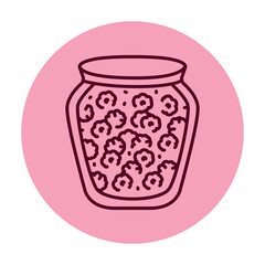 Pickled raspberry jam in a jar color line icon.