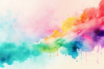 Abstract watercolor colorful background with splashes. Generative AI technology.