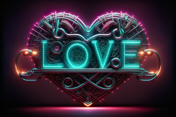 Love Sign, Robotic, Cyberpunk, Neon Sign, Steampunk Look, Electric, Valentine's Day