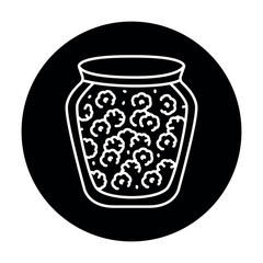 Pickled raspberry jam in a jar color line icon.