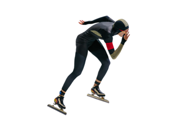 male athlete speed skater in track