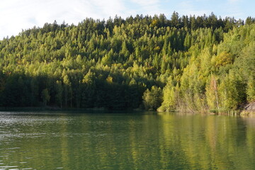 A sunset over a beautiful lake