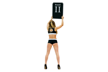 ring girl show sign with number round during fight