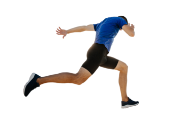 male runner running finish line