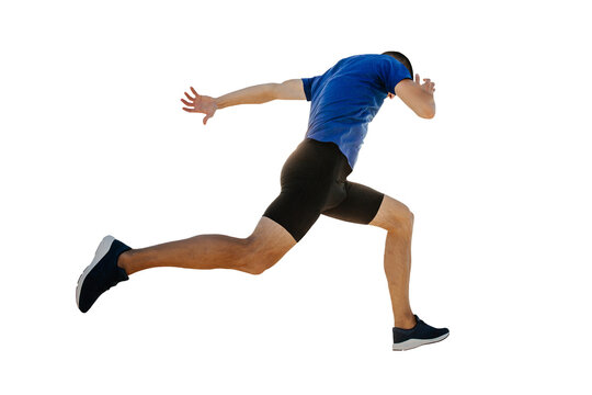 male runner running finish line