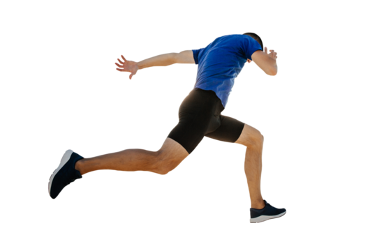 male runner running finish line