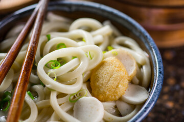 Udon noodle with fish cake