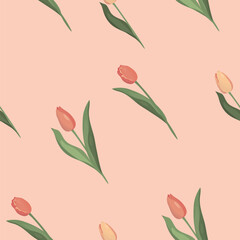Pattern with tulips. Flowers.Spring mood. High quality vector image.