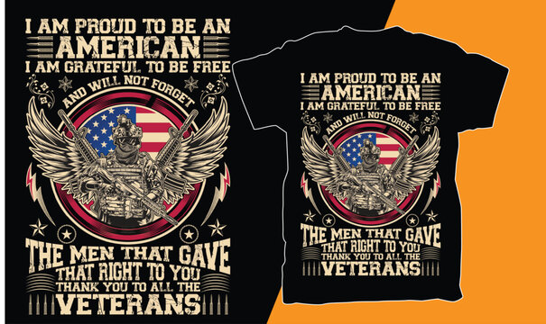 American Army Veteran T-shirt Design 