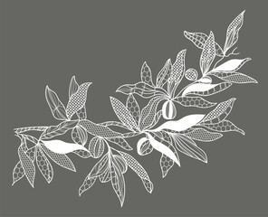 Lace flowers and foliage. Vector illustration, bouquet.