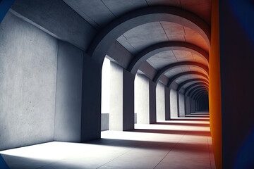 Architectural design of modern concrete tunnel