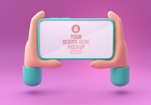Comic Smartphone Style With Hands Mockup 