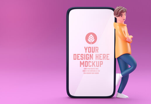 Man with Smartphone Mockup