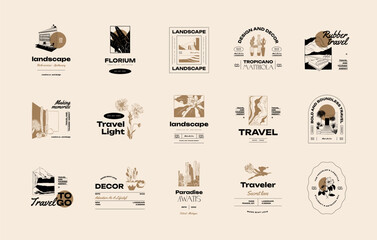 Landscape, interior, home decor, garden logo template illustration for branding