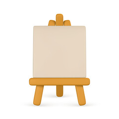 3d realistic easel with empty canvas. Easel with poster in cartoon style. Vector illustration