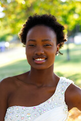 Outdoor Portrait Attractive African American Teen Woman