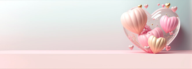 Sweet love heart balloon, valentine day , mother day or love anniversary background , Ai generative