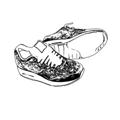 black and white sketch of a shoe with transparent background
